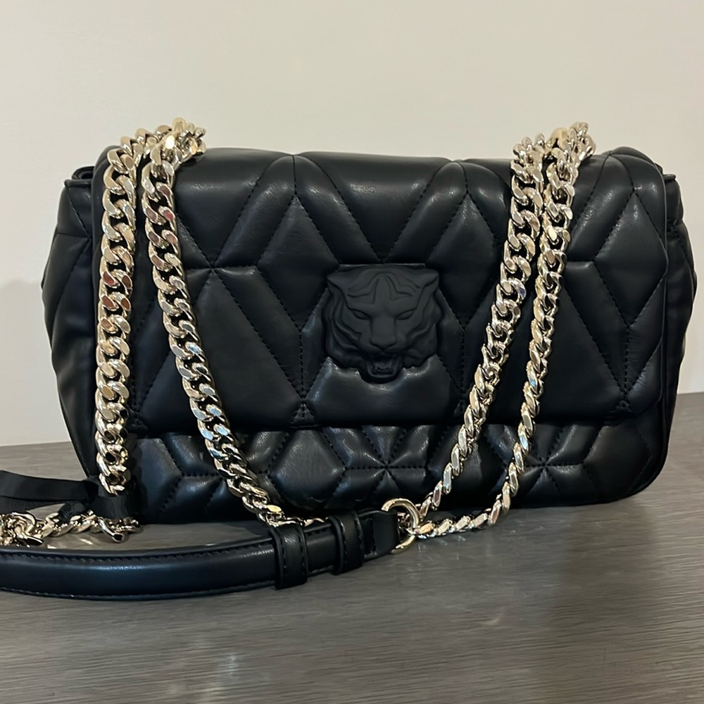 Medium black leather bag.